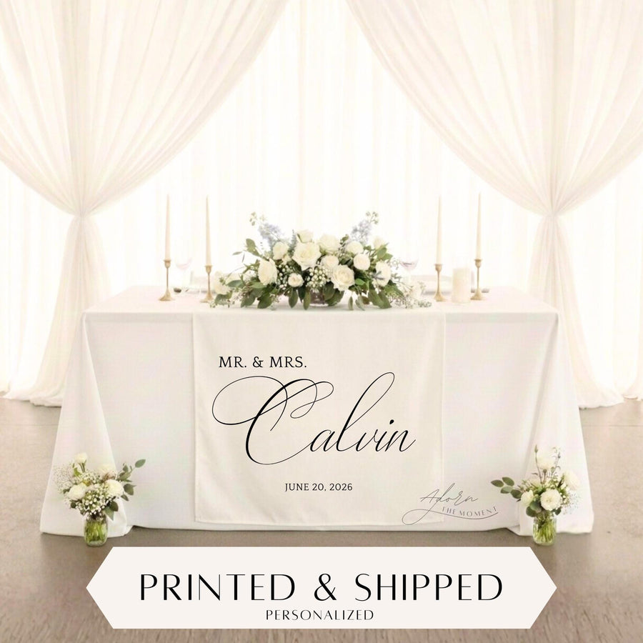 Custom Wedding Head Table Decor, Personalized Sweetheart Table Runner, Bridal Dinner Sign, Minimalist Wedding Decor