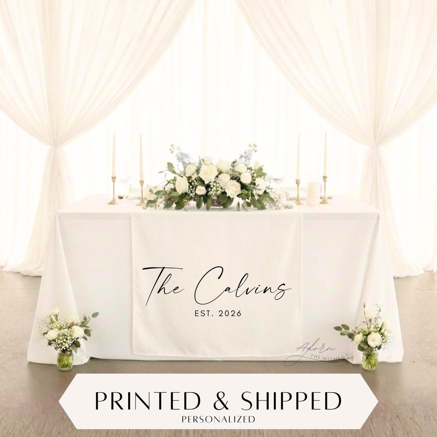 Custom Name Wedding Head Table Decor, Personalized Sweetheart Table Runner, Bridal Dinner Sign, Minimalist Wedding Decor