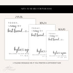 Best Friend Wedding Welcome Sign, Today I Marry My Best Friend Sign, Personalized Welcome Sign Printed, Quote Wedding Welcome Sign Printed