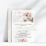 A Little Cu-Tea Is Blooming Custom Baby Shower Invitation, Personalized Baby Brewing Tea Cup Baby Shower Invite, Baby In Bloom Shower Invite