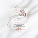 A Little Cu-Tea Is Blooming Custom Baby Shower Invitation, Personalized Baby Brewing Tea Cup Baby Shower Invite, Baby In Bloom Shower Invite