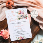 A Little Cu-Tea Is Blooming Custom Baby Shower Invitation, Personalized Baby Brewing Tea Cup Baby Shower Invite, Baby In Bloom Shower Invite