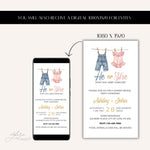 Boho He or She Custom Gender Reveal Invitation, Personalized Evite He or She What Will Baby Be Gender Reveal, Bohemian Gender Reveal Invite