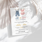 Boho He or She Custom Gender Reveal Invitation, Personalized Evite He or She What Will Baby Be Gender Reveal, Bohemian Gender Reveal Invite