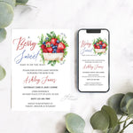 Strawberry Blueberry Custom Baby Shower Invitation, A Berry Sweet Baby Is On The Way, Fruit Berries Baby Shower Evite Digital Download