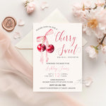 Cherry Sweet Bridal Shower Invitation, Cherry Theme Bridal Shower Evite, Pink Coquette Bow and Cherry Bridal Shower Digital Download Invite