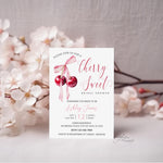 Cherry Sweet Bridal Shower Invitation, Cherry Theme Bridal Shower Evite, Pink Coquette Bow and Cherry Bridal Shower Digital Download Invite