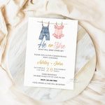 Boho He or She Custom Gender Reveal Invitation, Personalized Evite He or She What Will Baby Be Gender Reveal, Bohemian Gender Reveal Invite