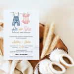 Boho He or She Custom Gender Reveal Invitation, Personalized Evite He or She What Will Baby Be Gender Reveal, Bohemian Gender Reveal Invite