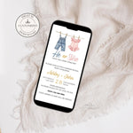 Boho He or She Custom Gender Reveal Invitation, Personalized Evite He or She What Will Baby Be Gender Reveal, Bohemian Gender Reveal Invite