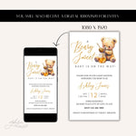 Teddy Bear Custom Baby Shower Invitation, A Beary Sweet Baby Is On The Way, Teddy Bear Honey Baby Shower Evite Digital Download Invitation