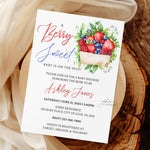 Strawberry Blueberry Custom Baby Shower Invitation, A Berry Sweet Baby Is On The Way, Fruit Berries Baby Shower Evite Digital Download