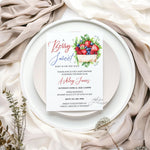 Strawberry Blueberry Custom Baby Shower Invitation, A Berry Sweet Baby Is On The Way, Fruit Berries Baby Shower Evite Digital Download