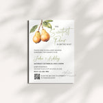 Sweetest Pear Twins Baby Shower Invitation, Pear Pair Twins Co Ed Couples Baby Shower Invite, Twin Babies Fruit Themes Joint Shower Evite