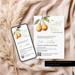 Sweetest Pear Twins Baby Shower Invitation, Pear Pair Twins Co Ed Couples Baby Shower Invite, Twin Babies Fruit Themes Joint Shower Evite
