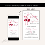 Cherry Sweet Bridal Shower Invitation, Cherry Theme Bridal Shower Evite, Pink Coquette Bow and Cherry Bridal Shower Digital Download Invite