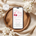 Cherry Sweet Bridal Shower Invitation, Cherry Theme Bridal Shower Evite, Pink Coquette Bow and Cherry Bridal Shower Digital Download Invite