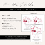 Cherry Sweet Bridal Shower Invitation, Cherry Theme Bridal Shower Evite, Pink Coquette Bow and Cherry Bridal Shower Digital Download Invite