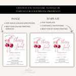 Cherry Sweet Bridal Shower Invitation, Cherry Theme Bridal Shower Evite, Pink Coquette Bow and Cherry Bridal Shower Digital Download Invite
