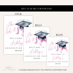 She Did It Pink Graduation Welcome Sign, Printed Graduation Party Welcome Sign, Pink & Black Bow Grad Sign, High School College Graduation