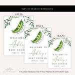 Twin Two Peas In A Pod Baby Shower Printed Welcome Sign, Printed Sign Twins Greenery Peas Baby Shower, Gender Neutral Baby Shower Sign