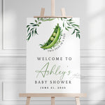 Twin Two Peas In A Pod Baby Shower Printed Welcome Sign, Printed Sign Twins Greenery Peas Baby Shower, Gender Neutral Baby Shower Sign