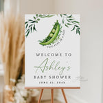 Twin Two Peas In A Pod Baby Shower Printed Welcome Sign, Printed Sign Twins Greenery Peas Baby Shower, Gender Neutral Baby Shower Sign
