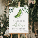 Twin Two Peas In A Pod Baby Shower Printed Welcome Sign, Printed Sign Twins Greenery Peas Baby Shower, Gender Neutral Baby Shower Sign