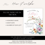 Personalized Floral Wildflower Bridal Shower Countdown Sign, Watercolor Bridal Shower Decor, Custom Floral Bridal Shower Welcome Sign