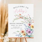 Personalized Floral Wildflower Bridal Shower Countdown Sign, Watercolor Bridal Shower Decor, Custom Floral Bridal Shower Welcome Sign