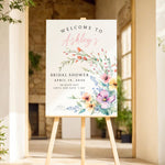 Personalized Floral Wildflower Bridal Shower Countdown Sign, Watercolor Bridal Shower Decor, Custom Floral Bridal Shower Welcome Sign