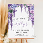 Personalized Floral Purple Bridal Shower Countdown Sign, Lavender Bridal Shower Decor, Custom Floral Lilac Bridal Shower Welcome Sign