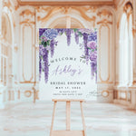 Personalized Floral Purple Bridal Shower Countdown Sign, Lavender Bridal Shower Decor, Custom Floral Lilac Bridal Shower Welcome Sign