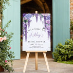 Personalized Floral Purple Bridal Shower Countdown Sign, Lavender Bridal Shower Decor, Custom Floral Lilac Bridal Shower Welcome Sign