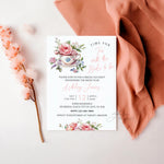 Custom Garden Tea Party Bridal Shower Invitation, Personalized Time For Tea With The Bride To Be Shower Invite, Floral Garden Tea Invite