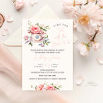 Custom Garden Tea Party Bridal Shower Invitation, Personalized Time For Tea With The Bride To Be Shower Invite, Floral Garden Tea Invite