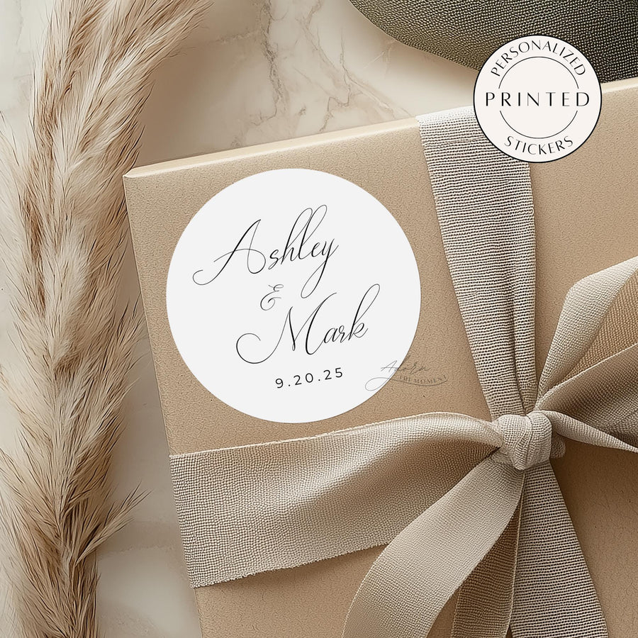 Custom Wedding Name Stickers, Personalized Favor Labels, Envelope Seals, Gift Bag Wine Bottle Stickers