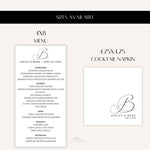 Custom Monogram Wedding Menu, Napkin Bundle, Printed & Shipped, Personalized Wedding Table Decor Set
