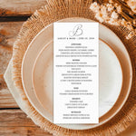 Custom Monogram Wedding Menu, Napkin Bundle, Printed & Shipped, Personalized Wedding Table Decor Set