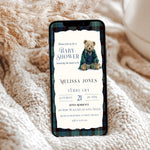 Custom Tartan Plaid Polo Inspired Baby Shower Invitation, Blue Green Teddy Bear Shower, Classic Preppy Baby Boy Shower Evite