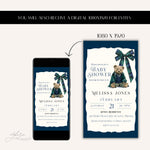 Custom Tartan Plaid Bow Polo Inspired Baby Shower Invitation, Blue & Green Teddy Bear, Classic Preppy Baby Boy Shower Evite