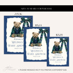 Custom Tartan Plaid Bow Polo Inspired Baby Shower Welcome Sign, Blue & Green Teddy Bear Bow, Preppy Baby Boy Shower Decor