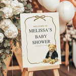 Custom Neutral Preppy Baby Shower Welcome Sign, Brown & Tan Teddy Bear, Polo Inspired Baby Sprinkle Decor
