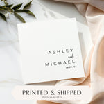 Personalized Minimalist Wedding Name Napkins, Rehearsal Dinner, Engagement Party Black and White Custom Napkin, Cocktail Luncheon Napkin