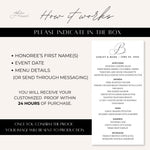 Custom Monogram Wedding Menu Cards, Printed & Shipped, 4x8 Reception Menus, Personalized Wedding Table Decor