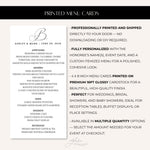 Custom Monogram Wedding Menu Cards, Printed & Shipped, 4x8 Reception Menus, Personalized Wedding Table Decor