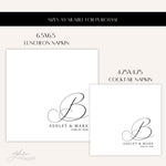 Custom Monogram Wedding Napkins, Printed & Shipped, Personalized Cocktail or Luncheon Napkins for Wedding Reception