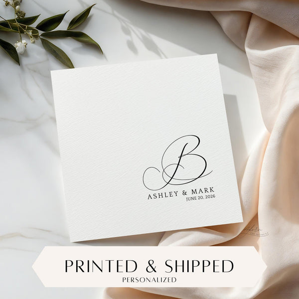 Custom Monogram Wedding Napkins, Printed & Shipped, Personalized Cocktail or Luncheon Napkins for Wedding Reception