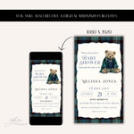 Custom Tartan Plaid Polo Inspired Baby Shower Invitation, Blue Green Teddy Bear Shower, Classic Preppy Baby Boy Shower Evite