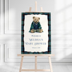 Custom Tartan Plaid Polo Inspired Baby Shower Welcome Sign, Blue & Green Tartan Plaid Teddy Bear, Preppy Baby Boy Shower Decor